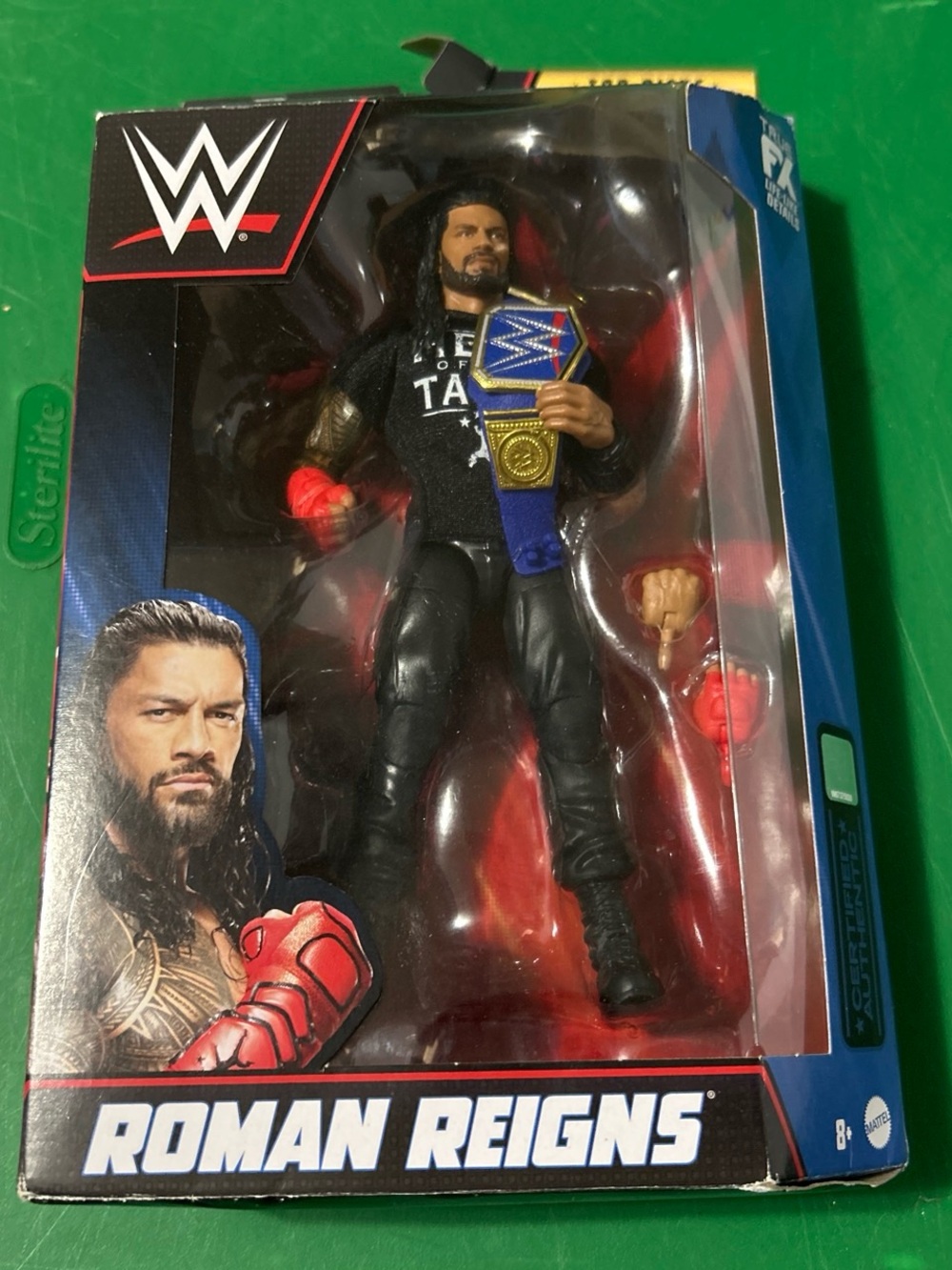 WWE Roman Reigns Action Figure with Championship Belt - Black & Blue